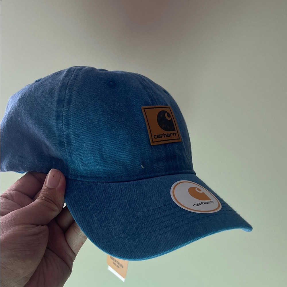 Carhartt Teal Denim Baseball Cap with Brown Patch